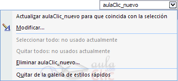 Opciones estilo