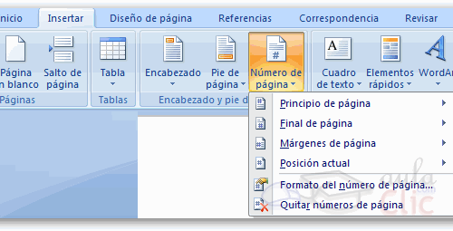 insertar n. pagina