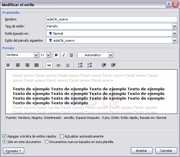 Modificar estilo